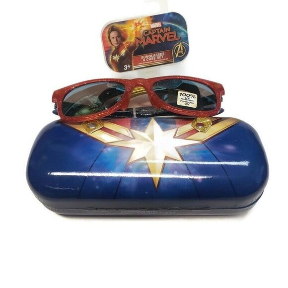 Captain Marvel Girls Sunglasses With Case Gift Set Fashion Pool Beach Summer - Picture 2 of 4